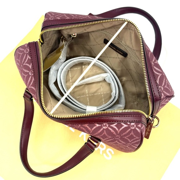 Michael Kors Medium Travel Duffle Satchel Bag Ox Blood Multi - Picture 8 of 11